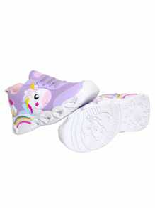 Zapatillas Deportivas Tenis de Led Niña Play Color Lila Rosa Unicornio Casual Focos - Lila Púrpura - Ver 5