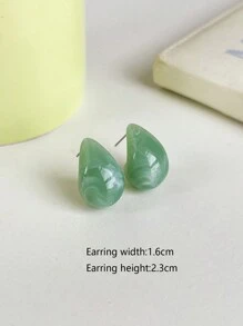 1 đôi Bông tai Hoop hình giọt nước kiểu dáng đơn giản hợp thời trang - Hoa tai - Xem 16