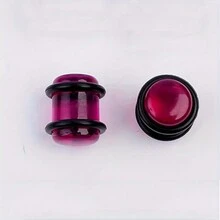 18入短尖錐形耳撐，透明紫色和實心黑色丙烯酸耳針，男女可用 - 耳廓 - 查看 2