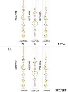 1Pc/3Pcs Gold Planet Galaxy Crystal Wind Chime Sun Catcher Star Moon Lighting Pendant Suitable For Home Garden Hanging Decoration Holiday Party Girl Gift,Home Decor ,Room Decor,Wall Decor Gifts Birthday Graduation