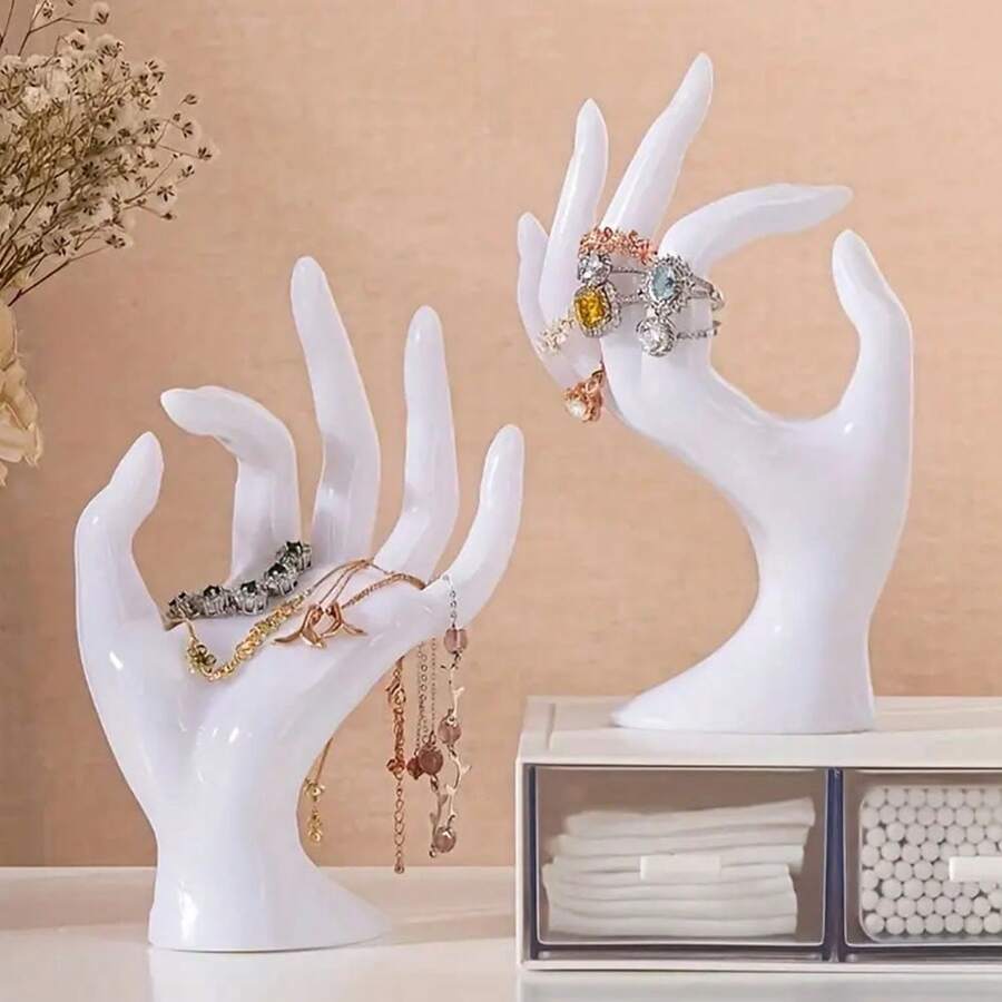 1入組白/黑/棕色OK手勢珠寶架，創意珠寶戒指耳環收納架，桌面珠寶展示飾品，頸鏈手鐲掛展架，適用於梳妝台化妝間商場櫥窗 - 彩色 - 查看 1