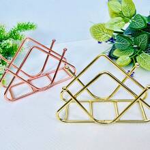 1pc Modern Style Iron Standing Triangle Tissue Holder With V-Shaped Base, Electroplated, Suitable For Gathering Home And Tabletop Tissue Storage - One Size - View 8