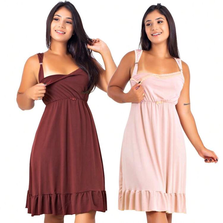 Plus Size Nightgowns & Sleepshirts - 粉色 - 查看 1