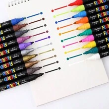 20 Colors Paint Marker Pen Set For DIY Art Crafts On Ceramic, Stone, Glass - Multicolor - View 3