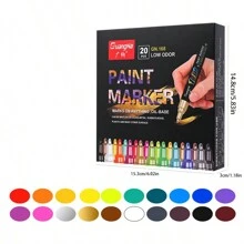 20 Colors Paint Marker Pen Set For DIY Art Crafts On Ceramic, Stone, Glass - Multicolor - View 7