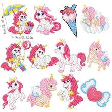 12 piezas de adhesivos brillantes de diamantes de imitación para manualidades, diseño de sirenita de dibujos animados para pintar diamantes para niñas - Multicolor - Ver 2