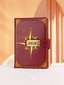 1 Sổ Tay Họa Tiết La Bàn, A5 Vintage Khóa Mật Khẩu Sổ Tay Nhật Bản Và Hàn Quốc Sinh Viên Đơn Giản Viết Nhật Ký Sáng Tạo - Nhiều màu - Xem 12