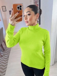 Women Sweaters - 青檸色 - 查看 3