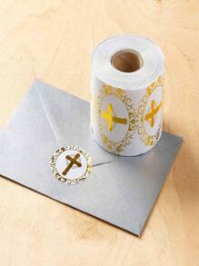 500pcs/Roll Gilded Round Cross Sticker 1 Inch  Christian Prayer Sticker Envelope Seal Label - Multicolor - View 4