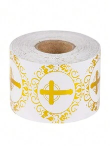 500pcs/Roll Gilded Round Cross Sticker 1 Inch  Christian Prayer Sticker Envelope Seal Label - Multicolor - View 3
