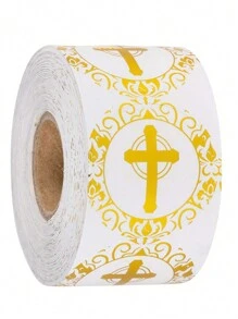 500pcs/Roll Gilded Round Cross Sticker 1 Inch  Christian Prayer Sticker Envelope Seal Label - Multicolor - View 1