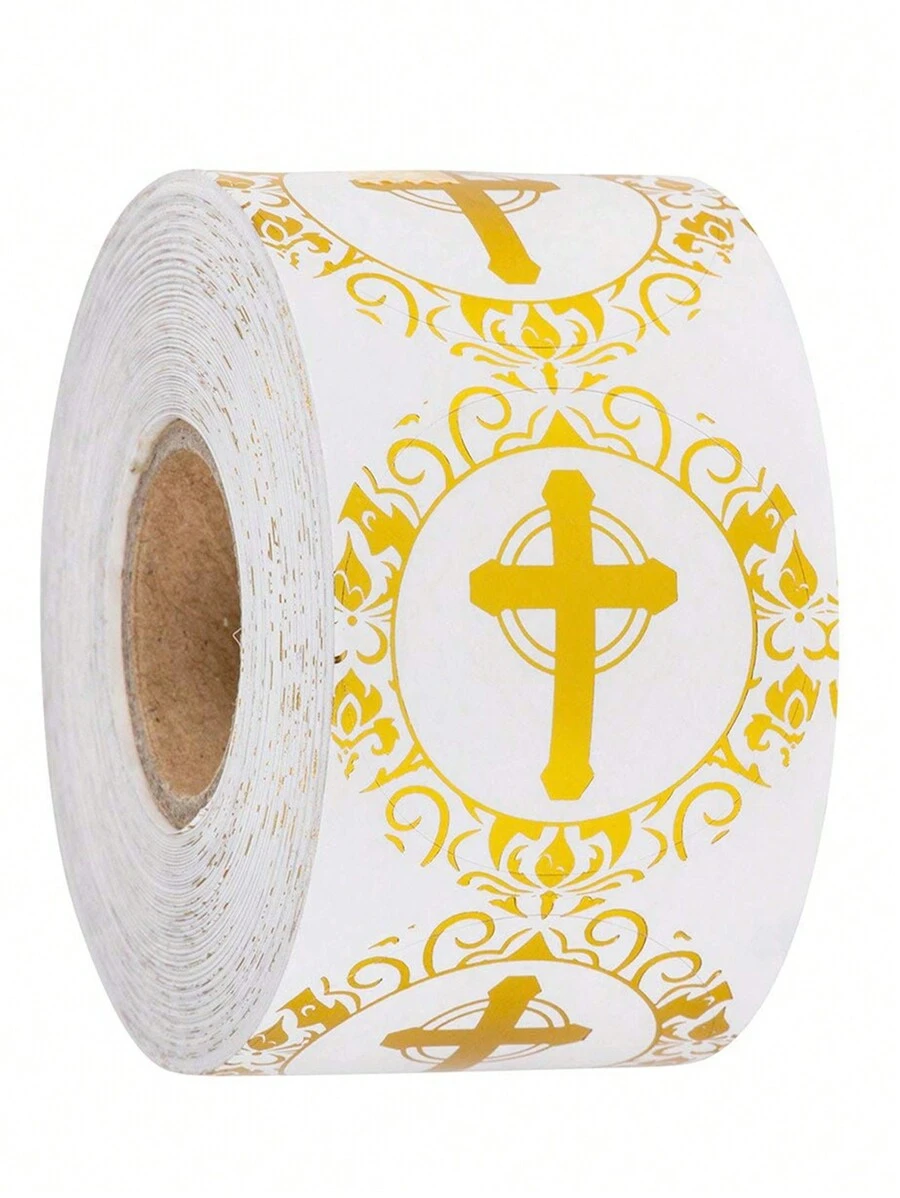 500pcs/Roll Gilded Round Cross Sticker 1 Inch  Christian Prayer Sticker Envelope Seal Label - Multicolor - View 1