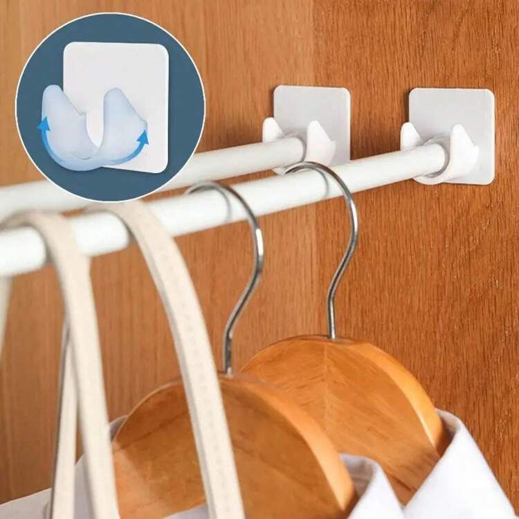 6pcs No Drilling Curtain Rod Holders, Adhesive Shower Rod Holder For Bathroom, Clear Tension Rod Holder For Windows, Bathroom Accessories - Multicolor - View 1