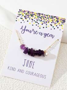 1 件手工制作的天然岩石诞生石吊坠项链，形状和颜色随机，适合女性的创意生日礼物 - A5634 - 查看 17