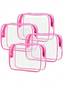 Bộ 3 túi đựng mỹ phẩm trong suốt, chống thấm nước, unisex, cần thiết cho kỳ nghỉ hè và du lịch - Nhẹ, nhiều màu (Hồng, Đen, Trắng, Đỏ hồng), túi du lịch đa chức năng có khóa kéo, có thể đựng đồ dùng vệ sinh cá nhân và phụ kiện của nữ, cũng thích hợp làm túi đựng đồ du lịch, túi trang điểm, túi đi biển, túi đựng mỹ phẩm. - Màu Hồng Tươi - Xem 12