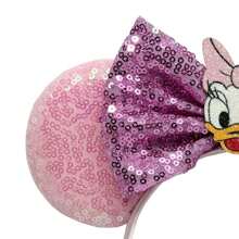 Disney Bunte Cartoon Gänseblümchen Schleife Haarband, farbiger glitzernder Ohr-Deko Haaraccessoire, Freizeitpark Kostüm Kopfbedeckung, Cartoon Enten Charakter Cosplay Haarreif, Haarband, Haarreifenbänder