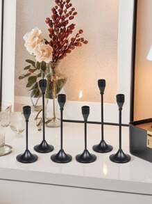 2-12 件黑色烛台，古典金属柱状烛台，现代家居装饰带蜡陷阱，桌面中心 - 法式高瘦，适用于家居装饰、房间装饰、生日装饰、婚礼派对，作为送给朋友、亲密朋友、女性的礼物，冬季礼物，毕业礼物 - 黑色 - 查看 7