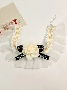 蕾絲寵物項圈，狗狗領巾，貓咪項圈附花彩蝴蝶結 - 彩色 - 查看 10