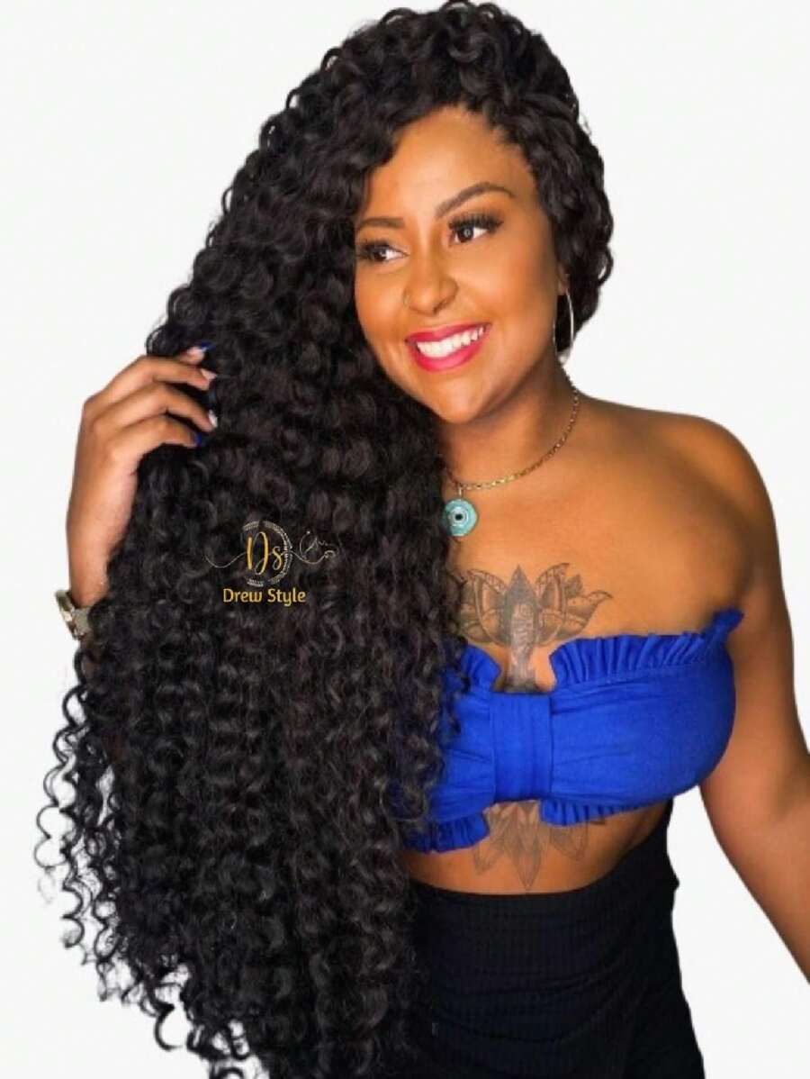 Organic Curly Hair On Canvas 80Cm 300Gr - - màu đen - Xem 1