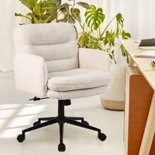 Office Chairs For Home, Faux Cashmere Desk Chair With Adjustable Height, Comfortable Computer Chair Bedroom Chair Makeup Chair, Furniture - 米色 - 查看 4