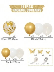 97pcs White Gold Balloon Glue Chain&2pcsBalloon Accessory&12pcs Butterfly, Balloon Set Perfect Decoration Wedding, Birthday Holiday Party Background, Decorative Balloon Arch Kit, Includes Butterfly Decorations And Balloon Accessories - White Gold - View 3