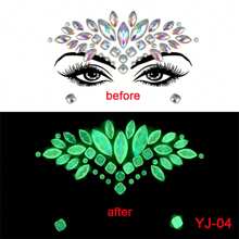 1pc  Face 3d Rhinestone Temporary TattooSticker, One Glow In The Dark For Cosplay,Party Decoration