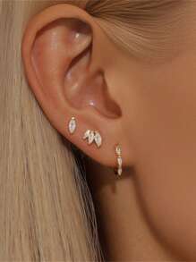 3 Singles Asymmetrical 925 Sterling Silver Earring For Women Stud Earring Suitable For Anniversary Bridal Jewelry Fine Jewelry - Silver - View 12