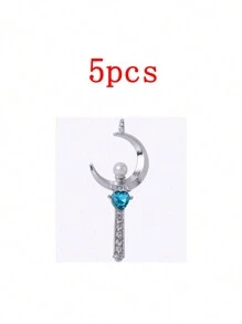 5 件粉蓝色系列心形和蝴蝶形合金 DIY 手链项链配件，手工制作，复古时尚 - 5pcs - 查看 7