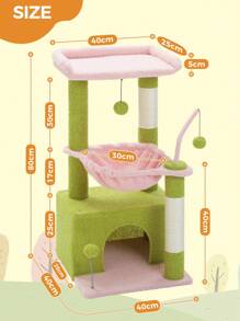 PAWZ Road Árbol para gatos de cactus de 83 cm, torre para gatos de interior con amplio espacio para gatos, poste rascador con hamaca profunda y cómoda plataforma superior, color rosa - Rosa - Ver 4