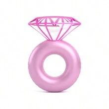1pc Summer Inflatable Rhinestone Ring Pool Float Pink/Gold PVC Swimming Ring Water Floating Row Bed Party Supplies Beach Vacation Essentials For Pool Party Water Sports Fun Travel For Adult, Pool Inflatable, Beach Essentials, Pool Float - Multicolor - View 14
