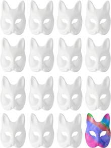 6PCS DIY White Paper Masks Blank Hand Painted Half Face Mask Masquerade Masks For Cosplay Party Favors - White - View 8