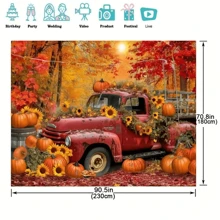 1 件，秋季森林卡车摄影背景，秋收南瓜枫叶派对照片背景背景派对装饰背景，派对照片背景桌横幅超大墙壁装饰道具派对用品，圣诞节 - 彩色 - 查看 3