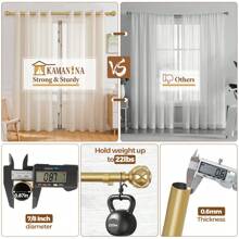 1pc Long Curtain Rods For Windows, Long Heavy Duty Curtain Rod, 7/8 Inch Adjustable Drapery Rods With Netted Texture Finials, Bronze/Silver/Black/Gold/White - Vàng - Xem 7