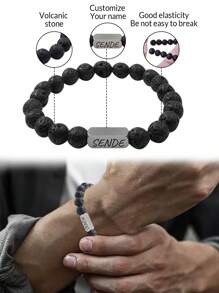 1pc Personalized Beaded Bracelets, 8mm Gemstone Bracelet, Custom Laser Engraved Bracelet, Customized Beaded Bracelet, Personalized Jewelry Gifts, Gifts For Mom, Women, Men, Dad, Wife, Husband, Bestie, Friend, Birthday Gift, Anniversary, Christmas, Halloween, New Year, Mother'S Day, Father'S Day Gift - Multicolor - View 10