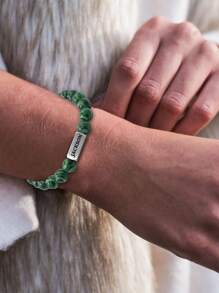 1pc Personalized Beaded Bracelets, 8mm Gemstone Bracelet, Custom Laser Engraved Bracelet, Customized Beaded Bracelet, Personalized Jewelry Gifts, Gifts For Mom, Women, Men, Dad, Wife, Husband, Bestie, Friend, Birthday Gift, Anniversary, Christmas, Halloween, New Year, Mother'S Day, Father'S Day Gift - Multicolor - View 9