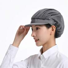 Simple And Breathable Dust-Proof Hat, Solid Color, Half Mesh, Short Brim, Pink And Blue, Multi-Color, One Size Fits All, Elastic Hat Ring, Suitable For Men And Women, Factory Cafeteria Anti Fouling Hat