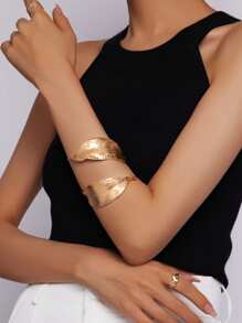 1 件夸张时尚高贵品质金属开口手镯，适合女士，适合办公室、派对、生日、社交活动、购物、约会、送礼