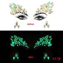 1pc  Face 3d Rhinestone Temporary TattooSticker, One Glow In The Dark For Cosplay,Party Decoration