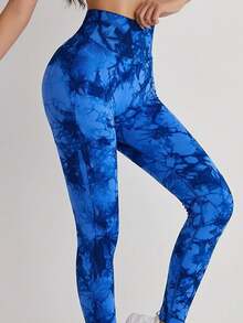 Pantalones de Yoga para Mujer con Cintura Alta, Leggings Deportivos para Dama, Leggings de Ejercicio para Reducir la Barriga, Mallas De Ejercicio Ajustadas - Azul - Ver 5