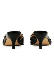 Mules Heels For Women Pointed Closed Toe Kitten Heeled Sandals Buckle Slip On Studded Pointed Stiletto Heels Party Dress Pumps - màu đen - Xem 7