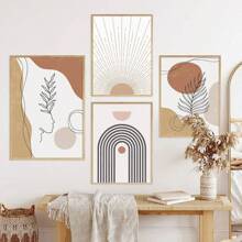 1 pièce Peinture de décoration géométrique abstraite nordique minimaliste style montagnes et rivières effet linéaire, peinture murale pour salon ou chambre sans cadre