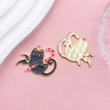 5/10入組萬聖節貓咪吊飾，卡哇伊鬼魂南瓜糖果黑貓吊飾，卡通動物寵物貓咪吊飾，適用於批量製作首飾