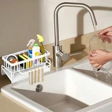 1個廚房水槽海綿架和排水架|多功能櫃臺存儲組織器，帶有碗皂泵，可放置海綿，擦洗器和排水籃 - 彩色 - 查看 12