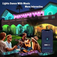 HBOWMDJIA Smart RGBIC Eaves Lights With Music Sync, APP Control And AAA Battery 44Keys Romote, For Home Decor, Party, Festival, LED Lights For Room