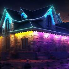 HBOWMDJIA Smart RGBIC Eaves Lights With Music Sync, APP Control And AAA Battery 44Keys Romote, For Home Decor, Party, Festival, LED Lights For Room