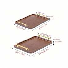 1pc Right-Angle Tea Set Bamboo Tray With Handle, Wooden Tea Tray For Home And Hotel - Redwood - View 2