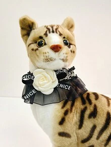 蕾絲寵物項圈，狗狗領巾，貓咪項圈附花彩蝴蝶結 - 彩色 - 查看 4