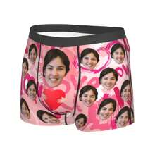 Customized Men's Funny Underwear With Personalized Photo Printed Boxer Briefs Featuring Wife's Portrait, Fun Gift For Husband Or Boyfriend - Black - View 10