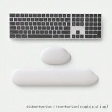 1入組創意白色柔軟PU皮革與矽膠米形鼠墊，配有可愛的腕墊，防滑鍵盤腕托，適用於遊戲和辦公室工作，男女兼用手靠枕 - 白色 - 查看 11