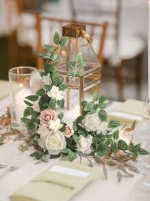 2Pcs Artificial Aisle Flowers 2.46ft Flower Garland Handmade Comes With Ribbon For Festival Party Indoor Arches Fireplace Wedding Decoration Table Centerpieces Arch Decor Fall Decor - White - View 2